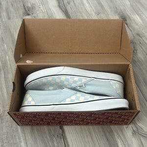 Men’s baby blue checkered Vans